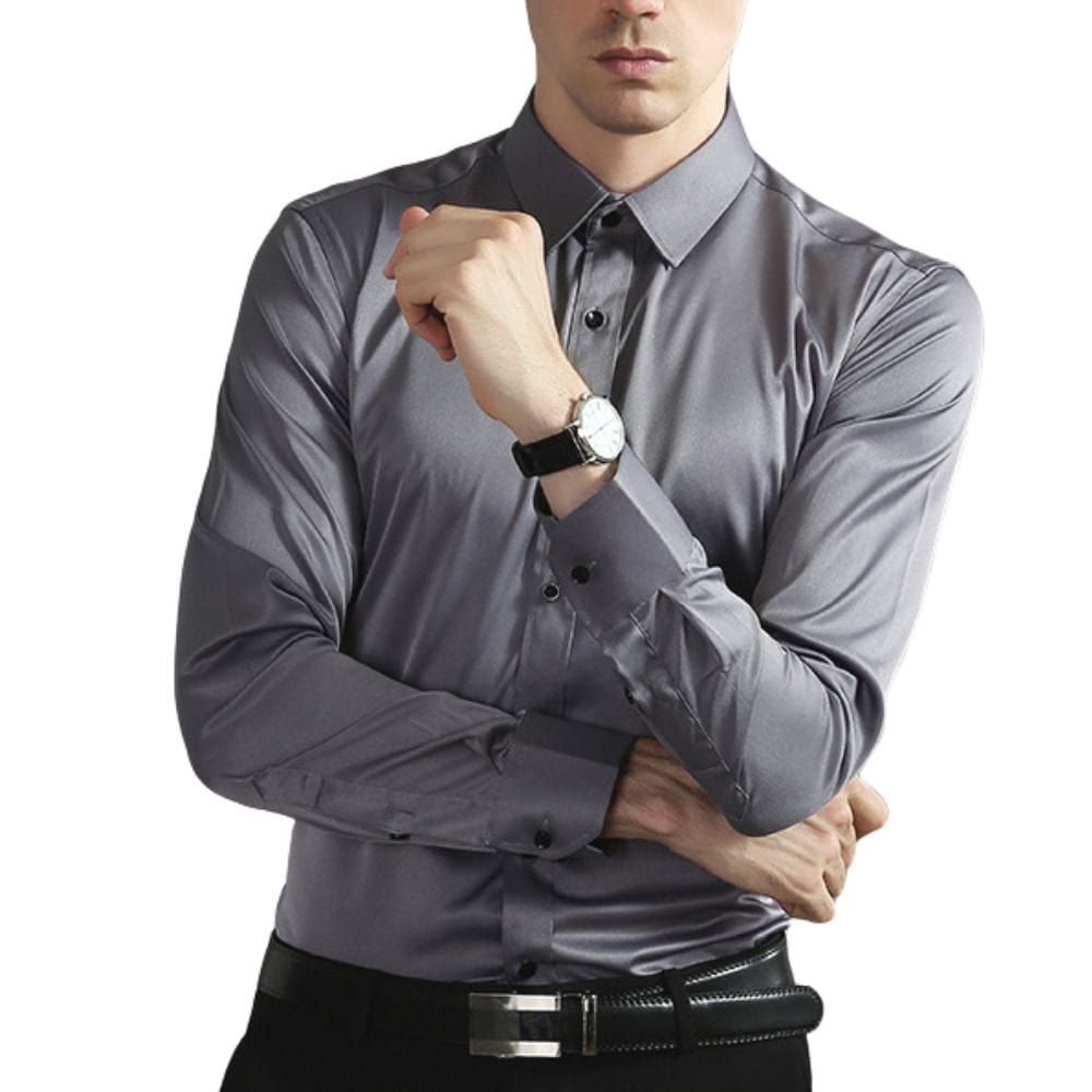 Kurt Schwarz Knitterfreies Slim-Fit Langarmhemd für Herren | Stretch und schnelltrocknend | Büro und Reisen - S-4XL