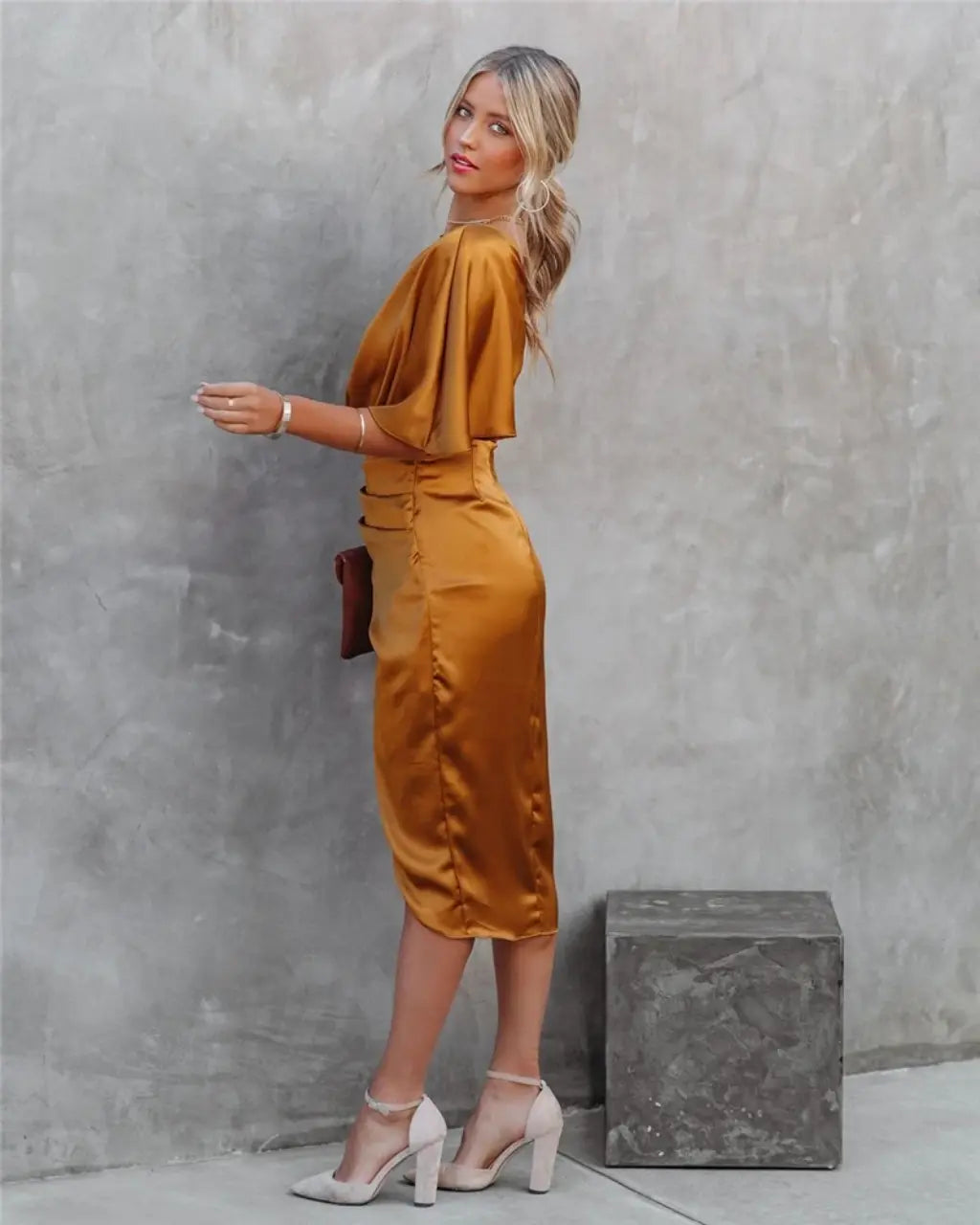 Alba Damen Midi-Kleid | Asymmetrisches Design, Polyester- S/M/L/XL