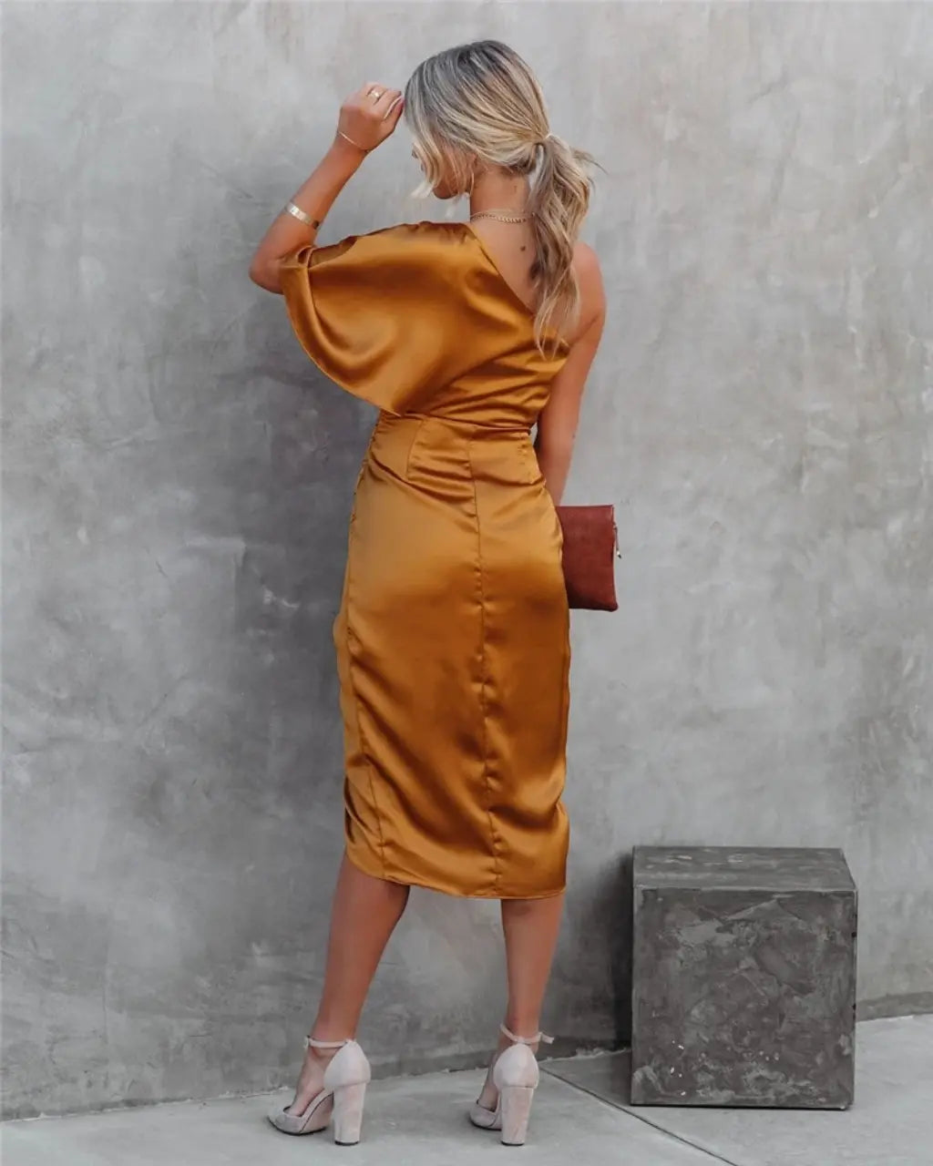Alba Damen Midi-Kleid | Asymmetrisches Design, Polyester- S/M/L/XL