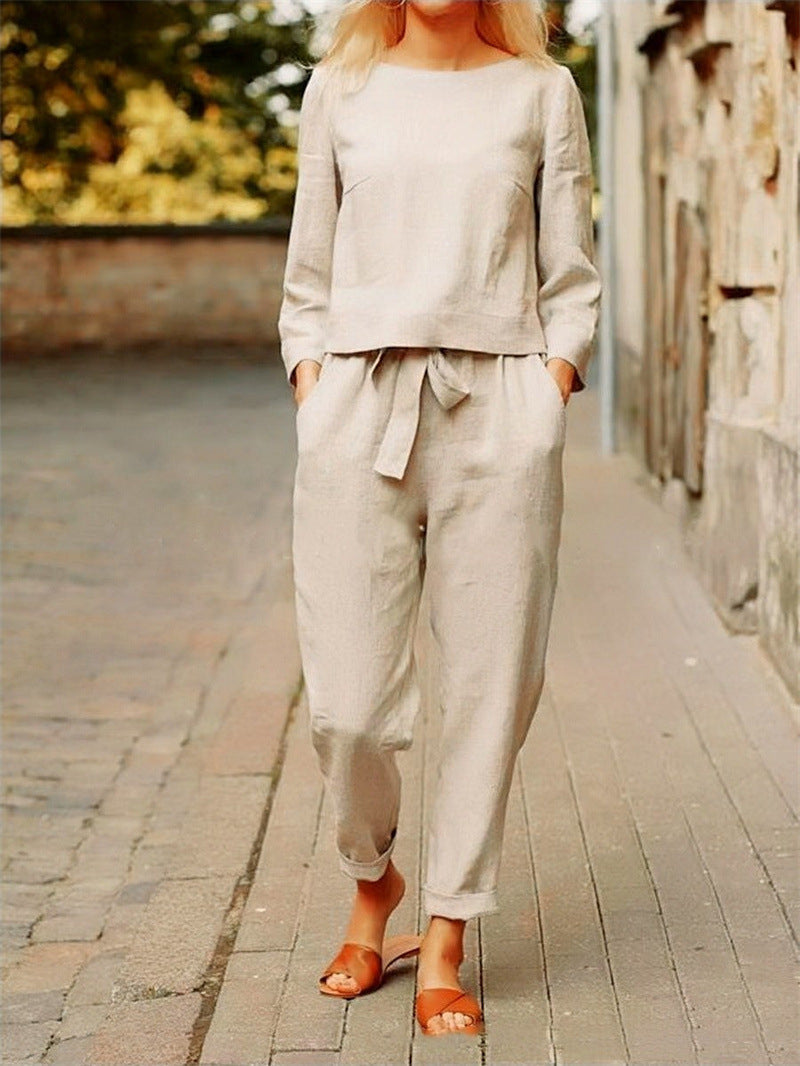 Alina Damen Leinen-Set | Atmungsaktives Polyester, Vielseitig- S-3XL