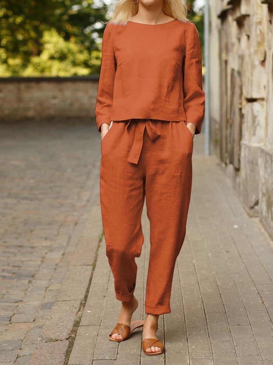 Alina Damen Leinen-Set | Atmungsaktives Polyester, Vielseitig- S-3XL