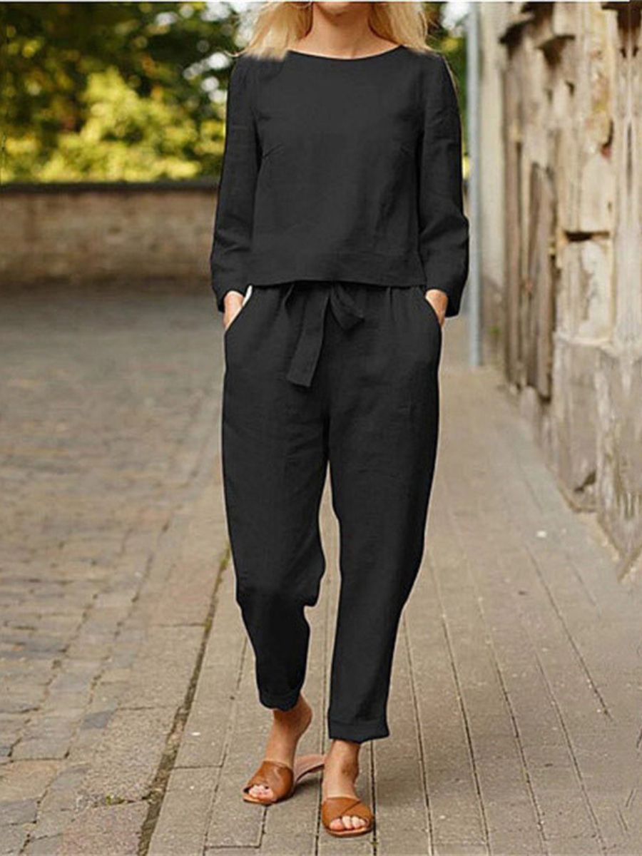 Alina Damen Leinen-Set | Atmungsaktives Polyester, Vielseitig- S-3XL