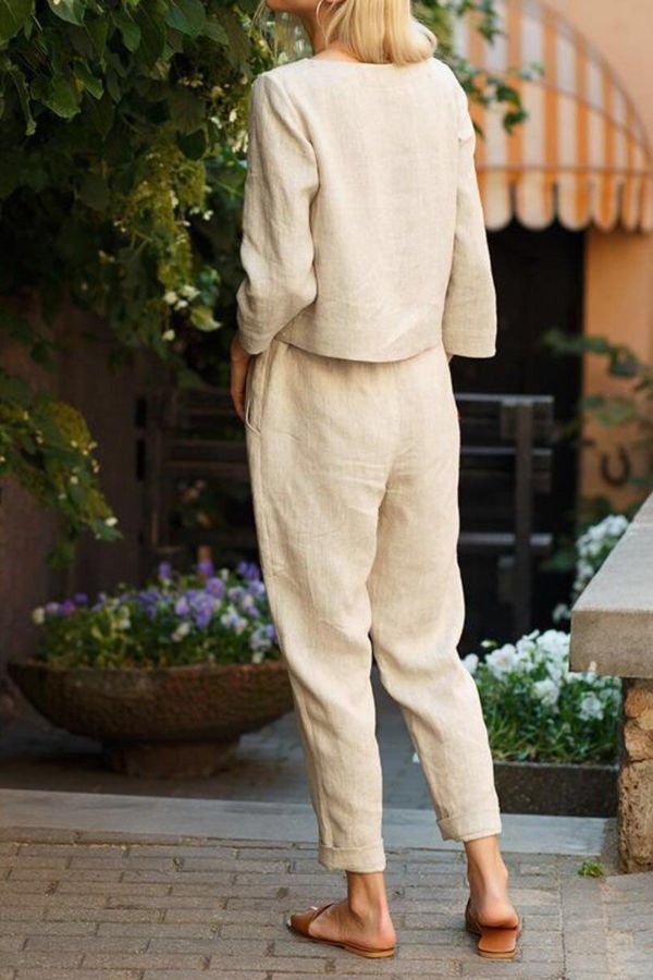 Alina Damen Leinen-Set | Atmungsaktives Polyester, Vielseitig- S-3XL