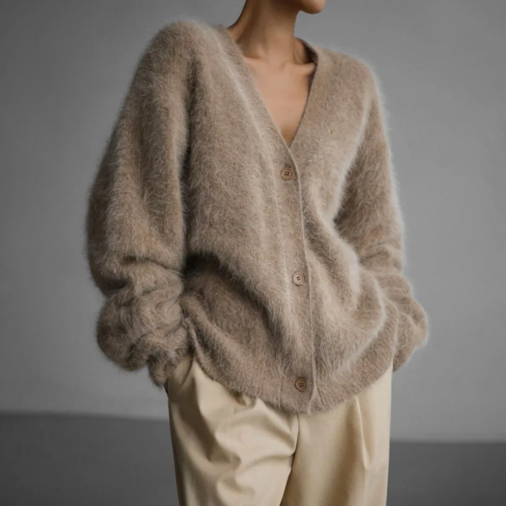 Ari Damen Jacke | Hochwertige Kaschmirwolle, Fein Gestrickt- S-XL
