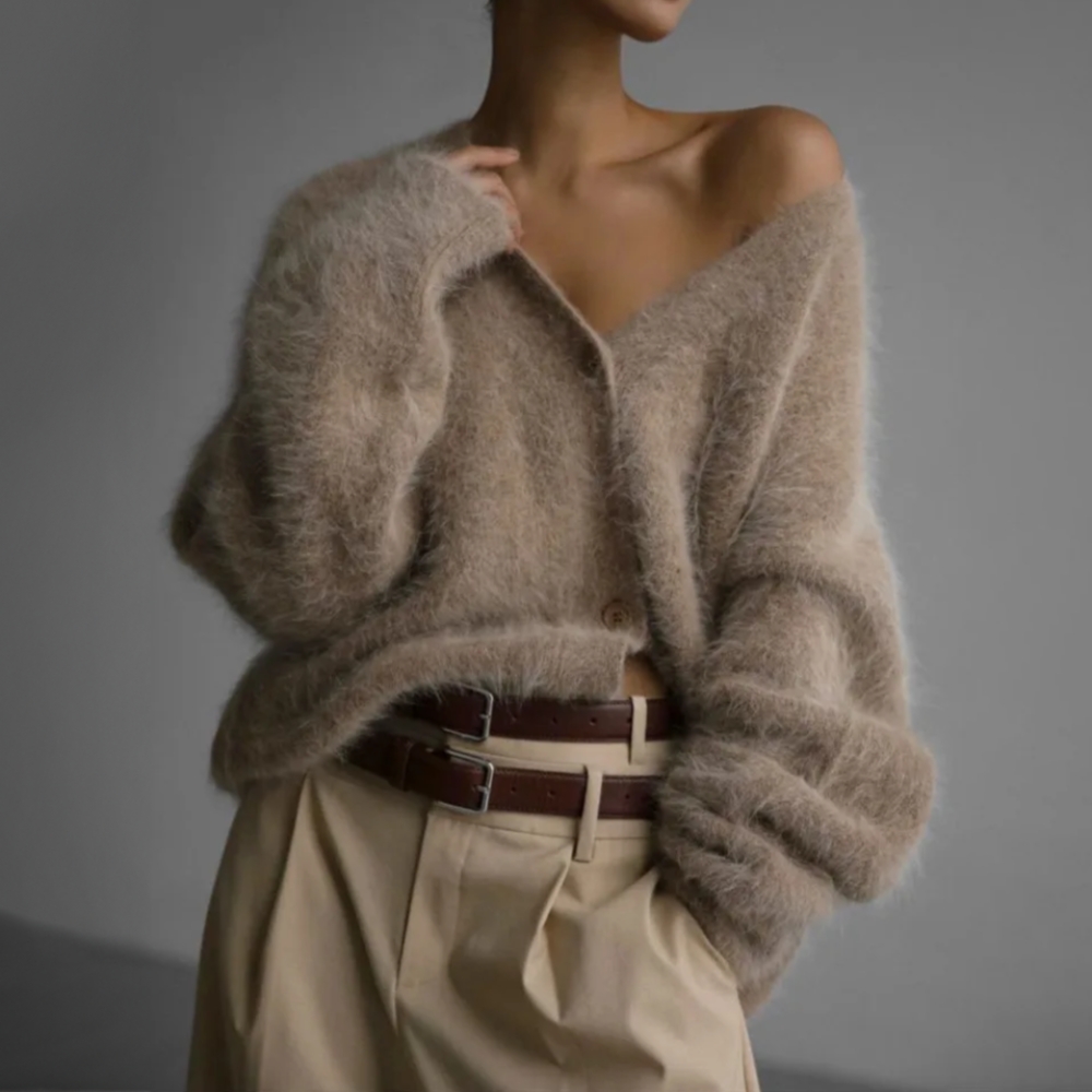 Ari Damen Jacke | Hochwertige Kaschmirwolle, Fein Gestrickt- S-XL