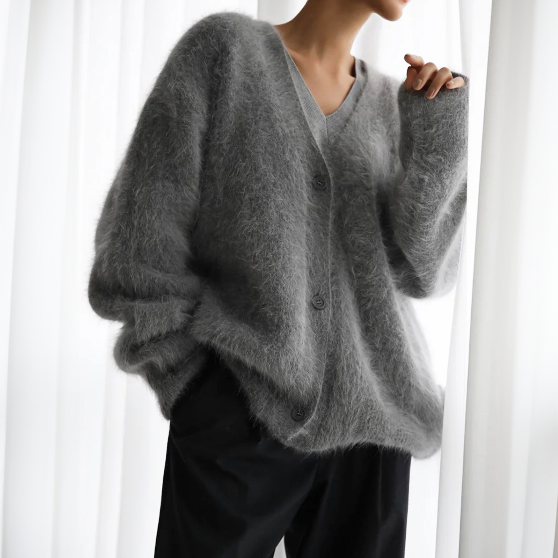 Ari Damen Jacke | Hochwertige Kaschmirwolle, Fein Gestrickt- S-XL