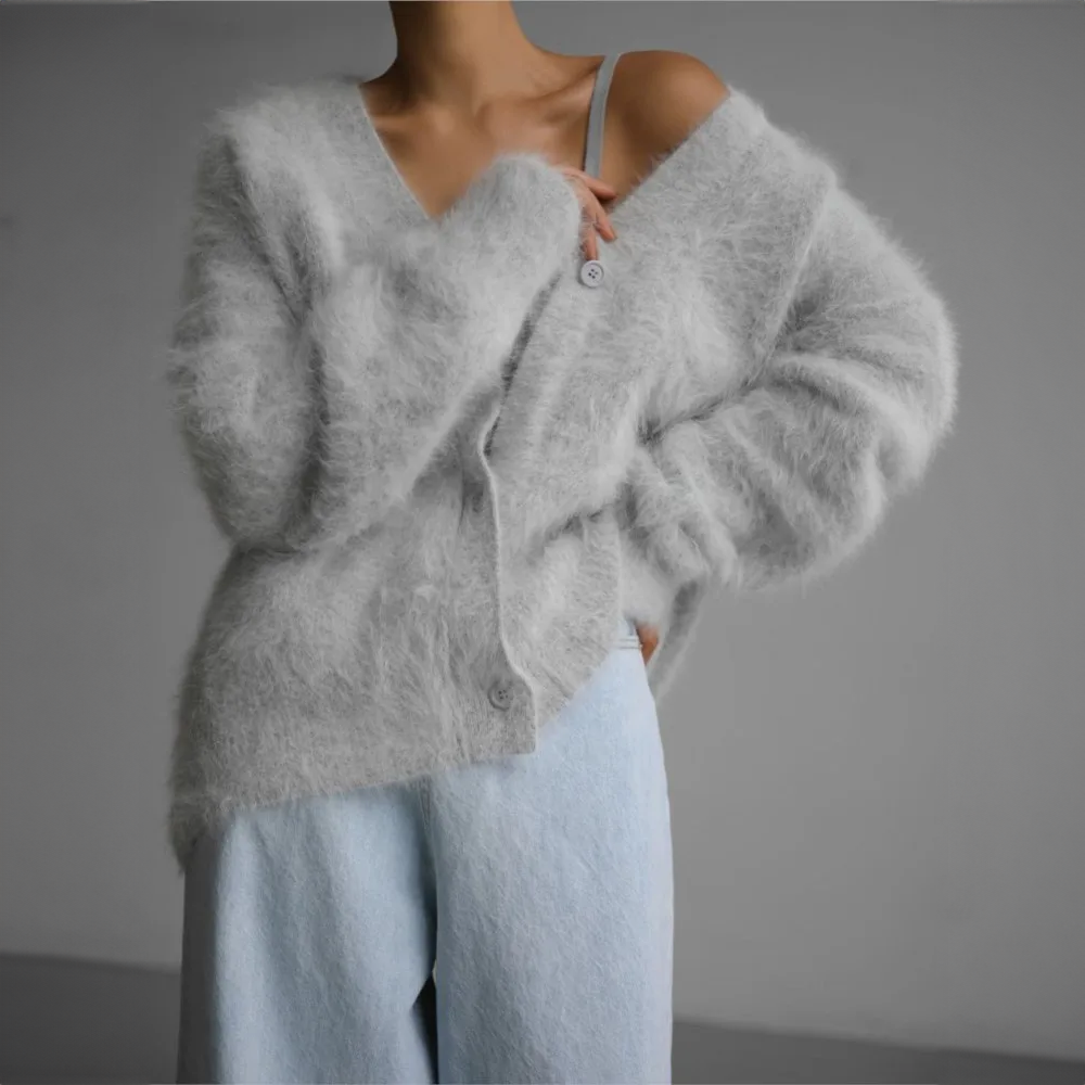 Ari Damen Jacke | Hochwertige Kaschmirwolle, Fein Gestrickt- S-XL