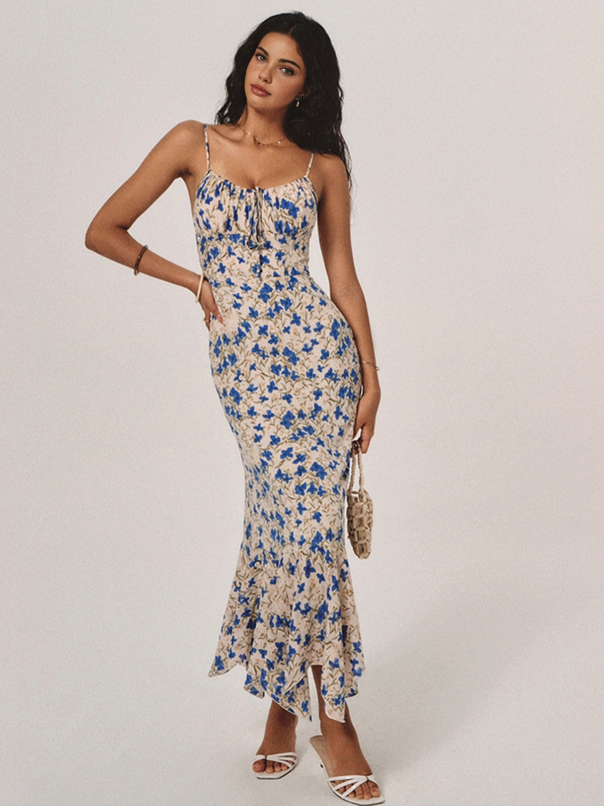 Ava Damen Maxikleid | Floral Print mit Binderdetail- S/M/L