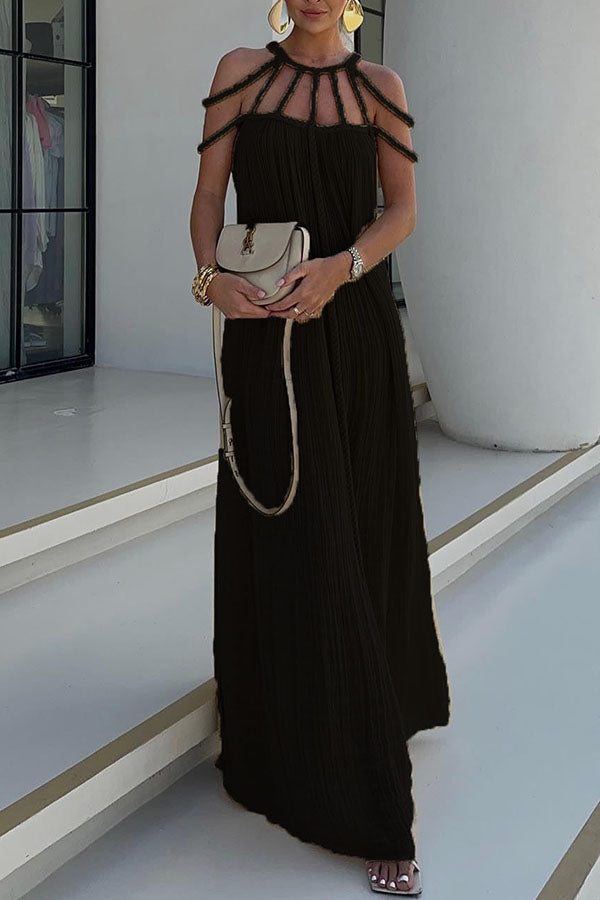 Ava Damen Maxikleid | Leinenmischung mit Drapierungen