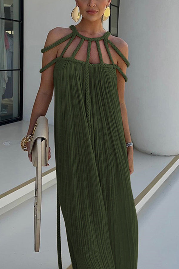 Ava Damen Maxikleid | Leinenmischung mit Drapierungen