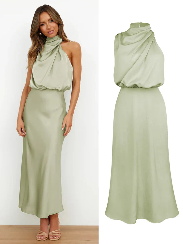 Ava Damen Midi Kleid | Asymmetrischer Ausschnitt, Tailliert- S-XL