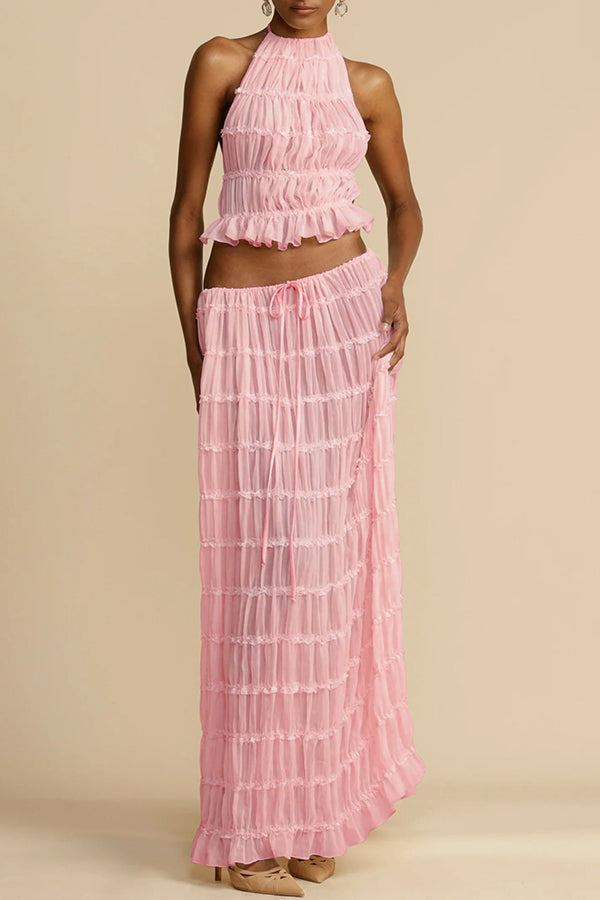 Ava Damen Plisseekleid | Atmungsaktives Material, Romantische Rüschendetails- S,M,L