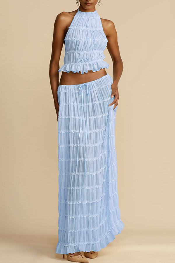 Ava Damen Plisseekleid | Atmungsaktives Material, Romantische Rüschendetails- S,M,L