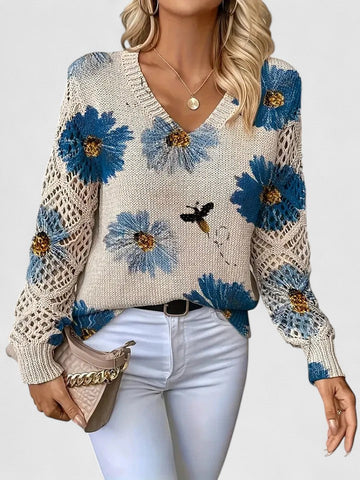 Ava Damen Pullover | Atmungsaktives Blumenmuster