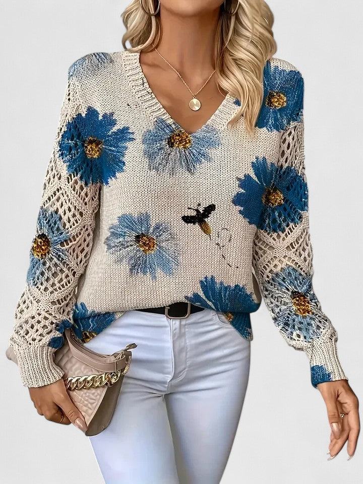 Ava Damen Pullover | Atmungsaktives Blumenmuster