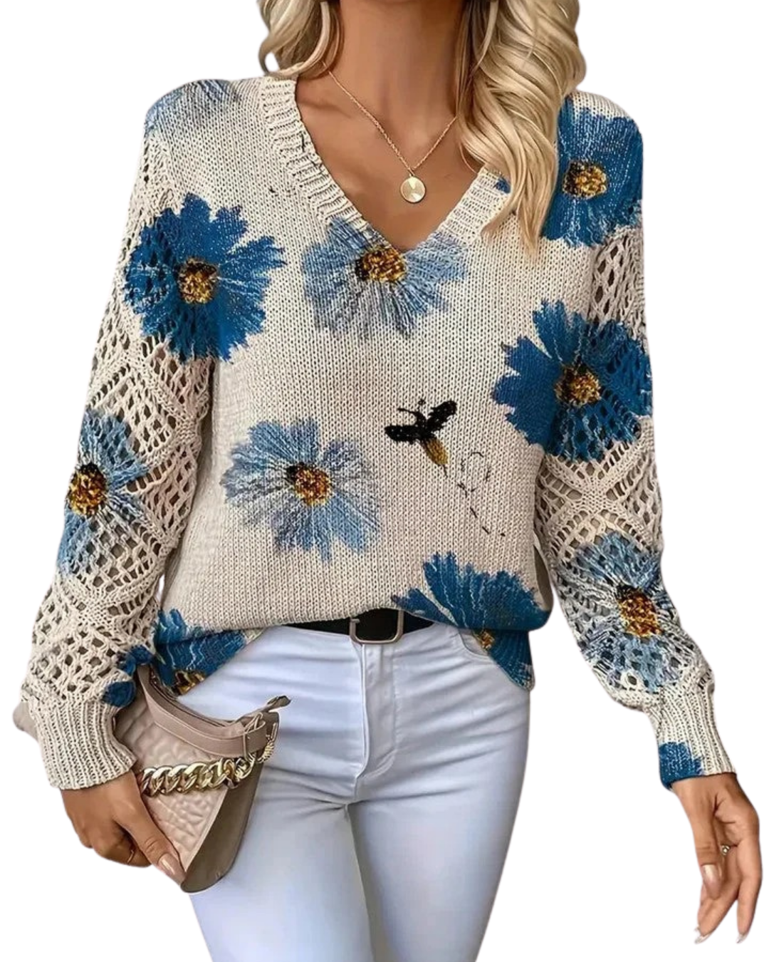 Ava Damen Pullover | Atmungsaktives Blumenmuster