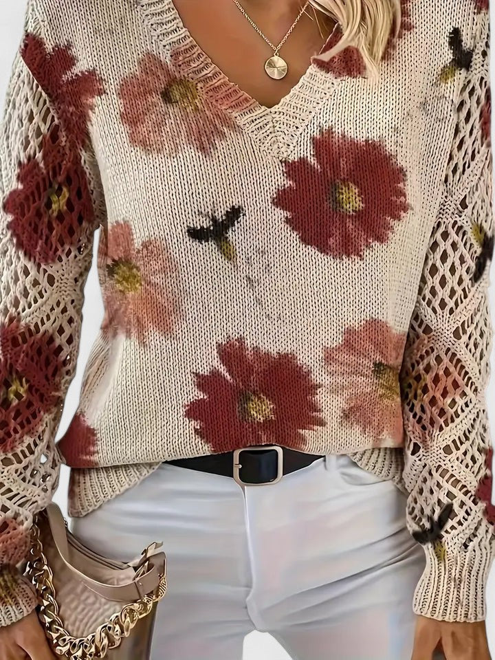 Ava Damen Pullover | Atmungsaktives Blumenmuster