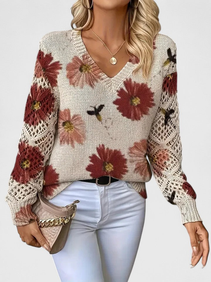 Ava Damen Pullover | Atmungsaktives Blumenmuster