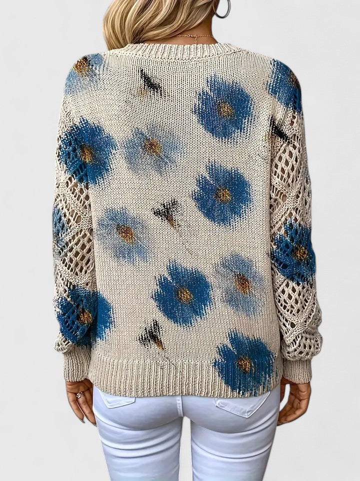 Ava Damen Pullover | Atmungsaktives Blumenmuster