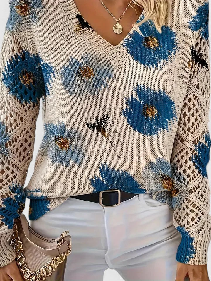 Ava Damen Pullover | Atmungsaktives Blumenmuster
