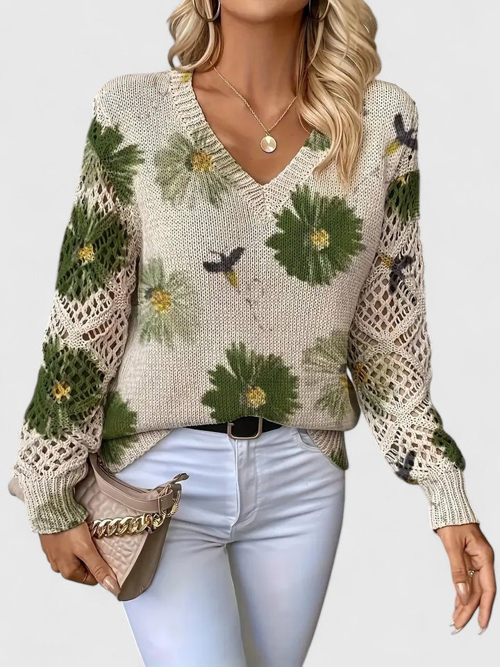 Ava Damen Pullover | Atmungsaktives Blumenmuster