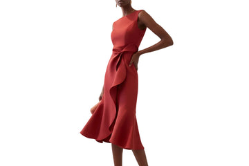 Ayla Damen Midikleid | Asymmetrisches Taillendetail, Ausgestellter Saum