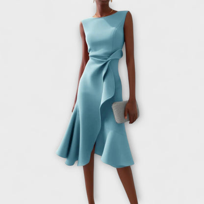 Ayla Damen Midikleid | Asymmetrisches Taillendetail, Ausgestellter Saum