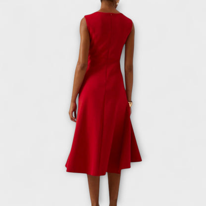 Ayla Damen Midikleid | Asymmetrisches Taillendetail, Ausgestellter Saum