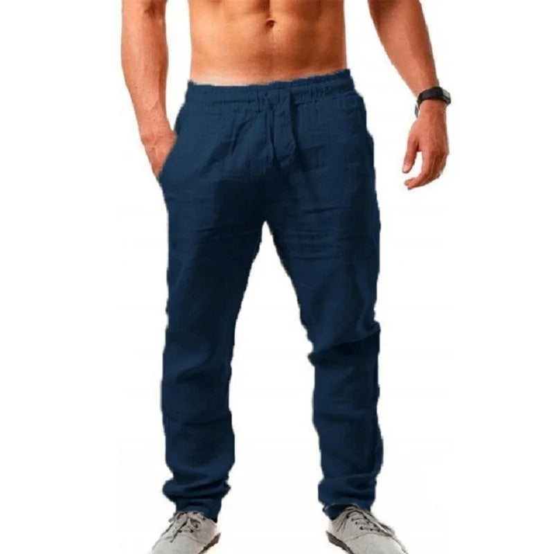 Werner Marineblau Leichte Leinenhose Herren | Atmungsaktiv Lässige Freizeithose Sommer | Lockere Passform – S-3XL