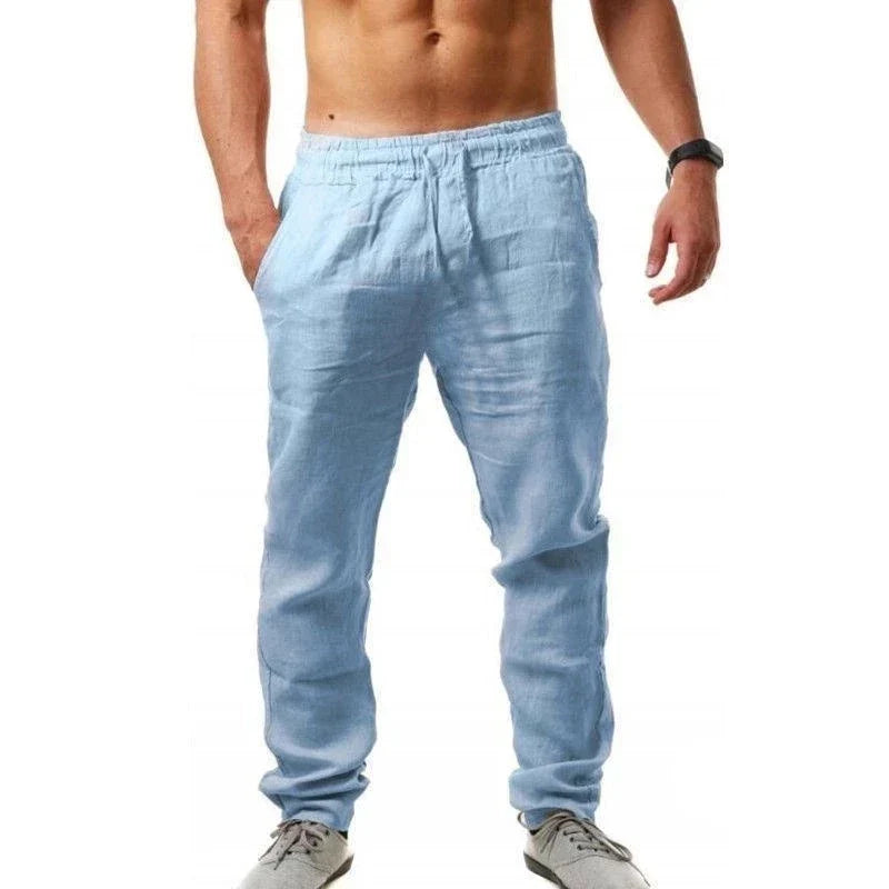 Werner Marineblau Leichte Leinenhose Herren | Atmungsaktiv Lässige Freizeithose Sommer | Lockere Passform – S-3XL
