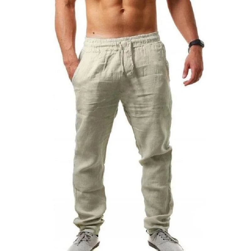 Werner Marineblau Leichte Leinenhose Herren | Atmungsaktiv Lässige Freizeithose Sommer | Lockere Passform – S-3XL