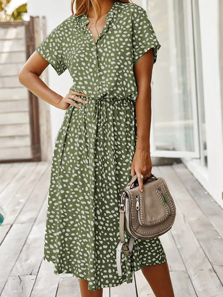 Bela Damen Midi Kleid | Lockere Silhouette mit Taillengürtel