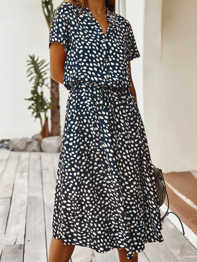 Bela Damen Midi Kleid | Lockere Silhouette mit Taillengürtel