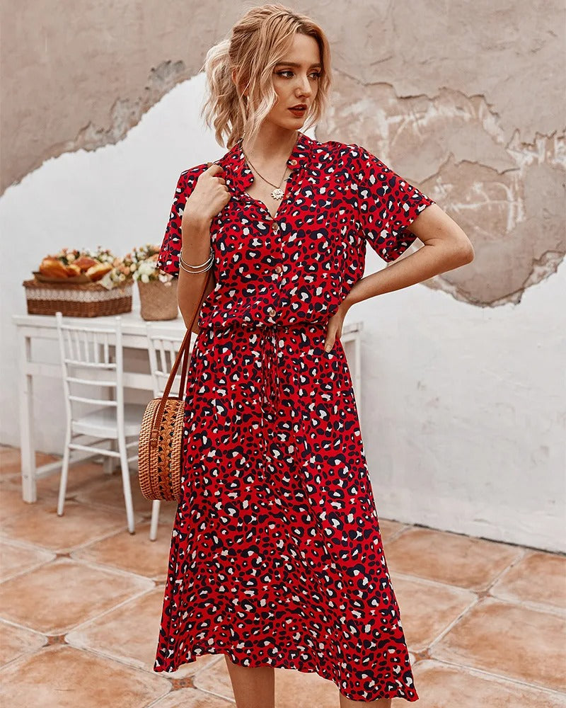 Bela Damen Midi Kleid | Lockere Silhouette mit Taillengürtel