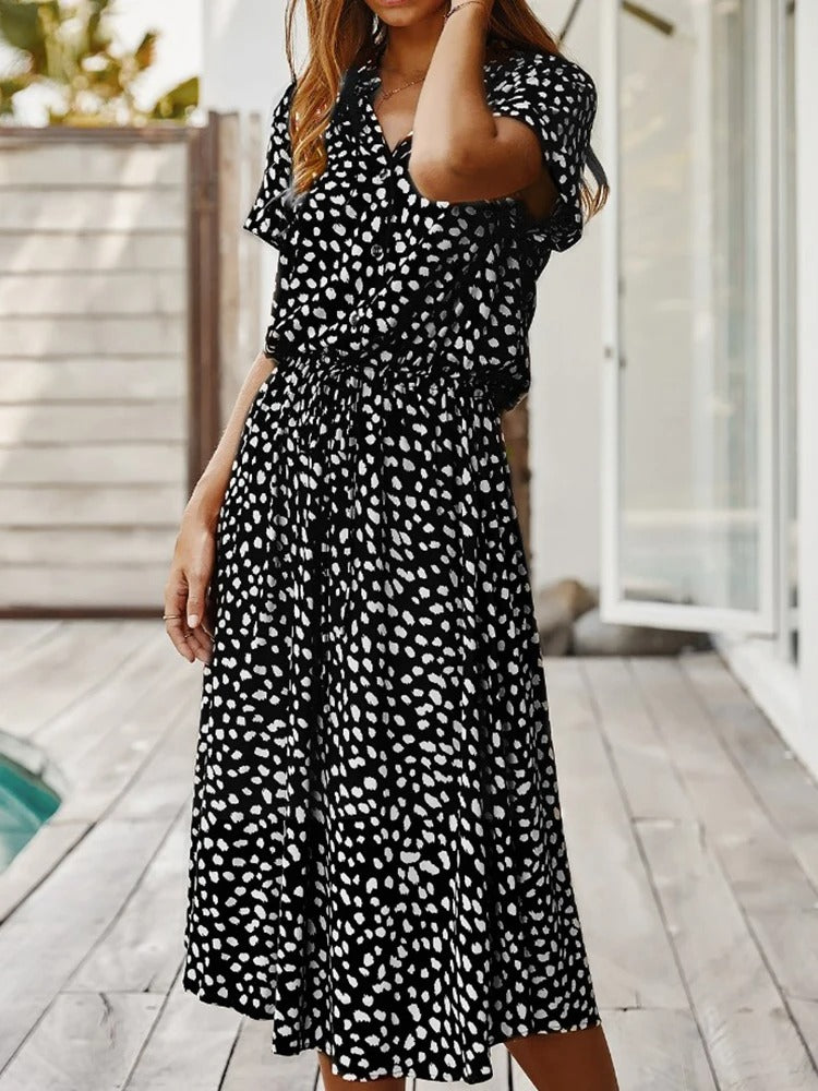 Bela Damen Midi Kleid | Lockere Silhouette mit Taillengürtel