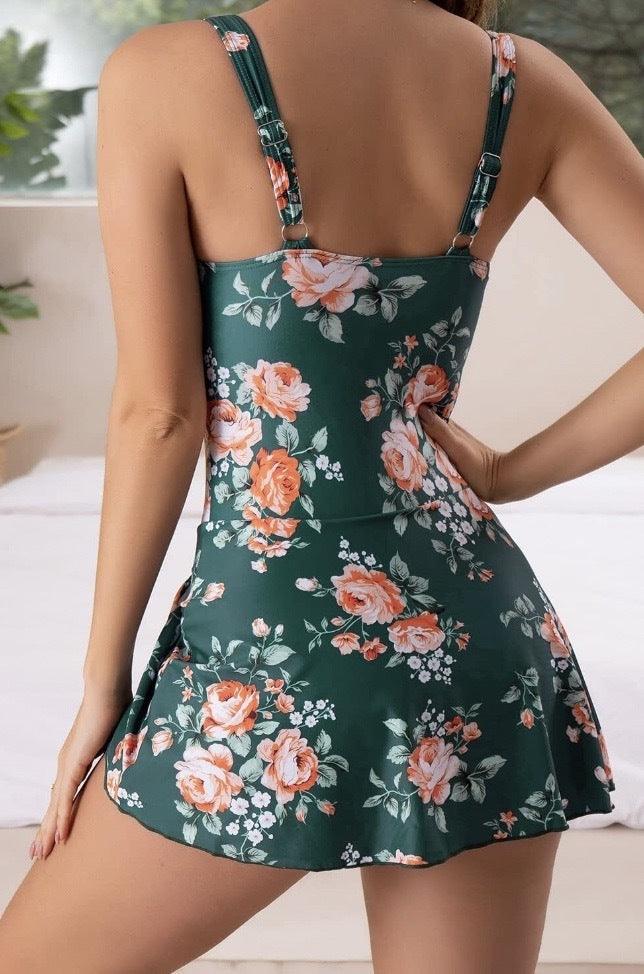 Bella Damen Badeanzug | Einteilig mit Rockteil und Seitenbindung, Schnelltrocknend- S-2XL