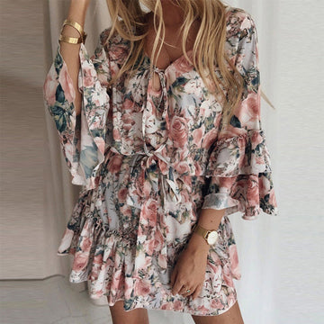 Bella Damen Jumpsuit | Atmungsaktives Material, Boho Style mit Blumenprint