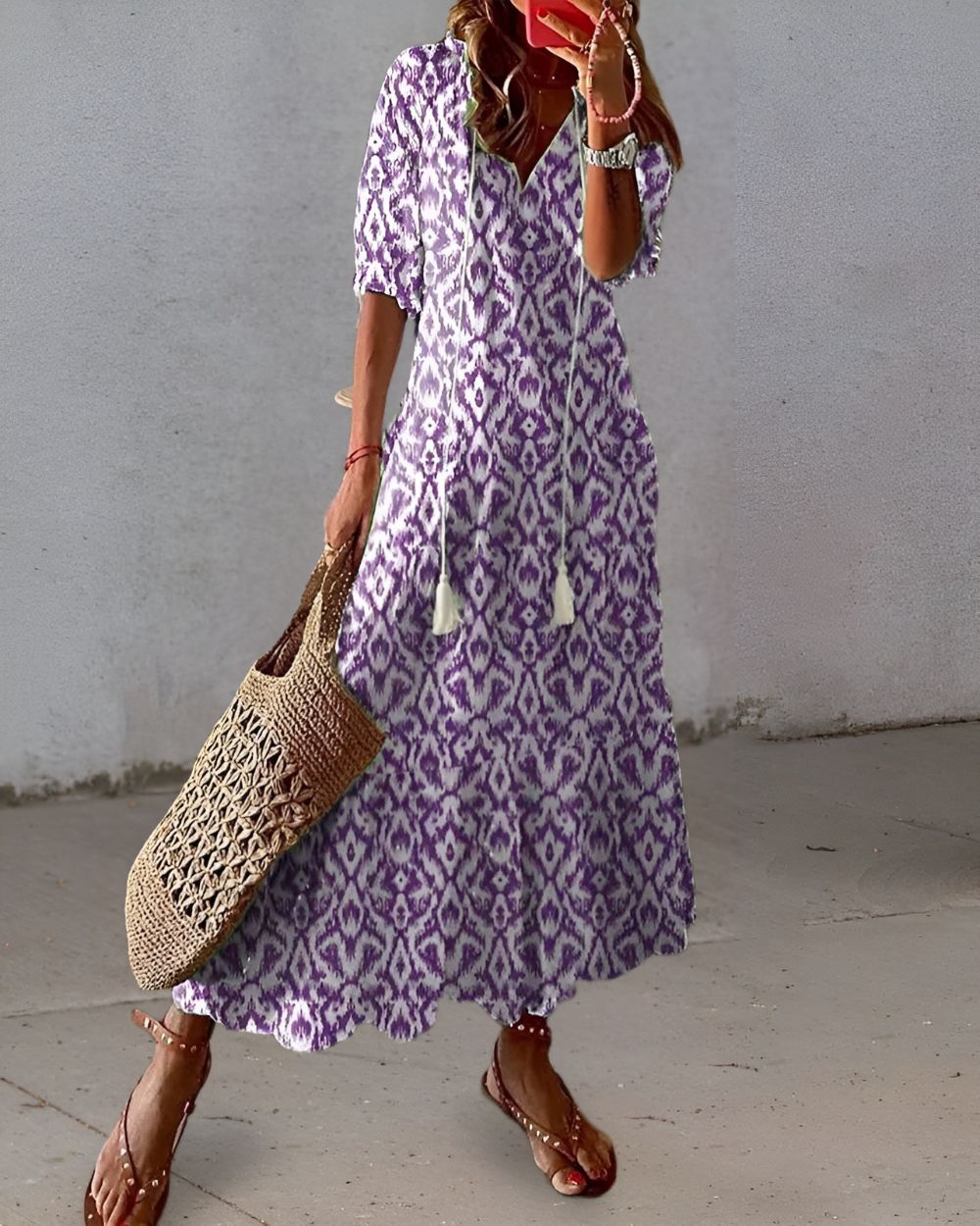 Bella Damen Maxi Kleid | V-Ausschnitt, Boho Stil