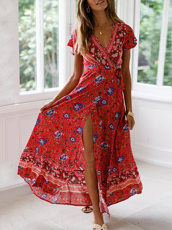 Bella Frauen Maxi-Wickelkleid | 100% Polyester, Bohemian-Stil