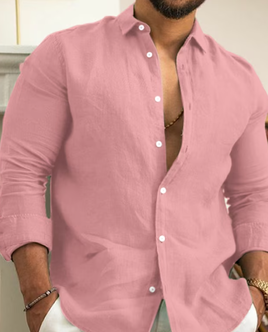 Roland Grün Leinenlook Langarm-Freizeithemd für Herren | Relaxed Fit Sommer | Smart-Casual Sommerhemd - M/L/XL/2XL/3XL/4XL