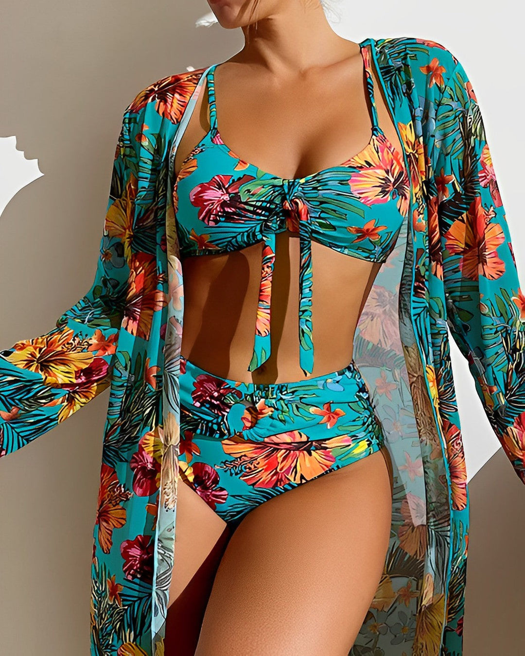 Bina Damen Bikini Set | Florales Knotenoberteil