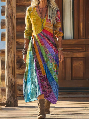 Boho-Chic Sonnenmuster Kleid- S-5XL