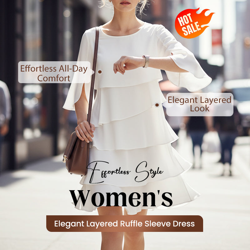 Chic Schichtkleid mit Puffärmeln für Frauen- S-3XL