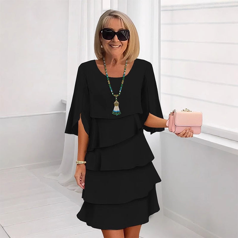 Chic Schichtkleid mit Puffärmeln für Frauen- S-3XL
