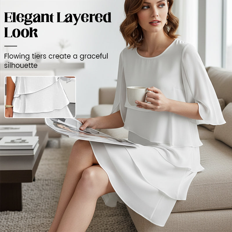 Chic Schichtkleid mit Puffärmeln für Frauen- S-3XL