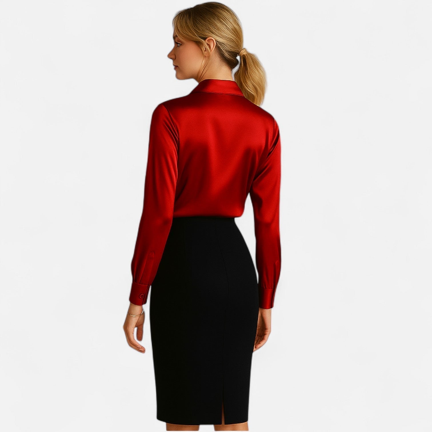 Cleo Damenbluse | Satin, Langarm
