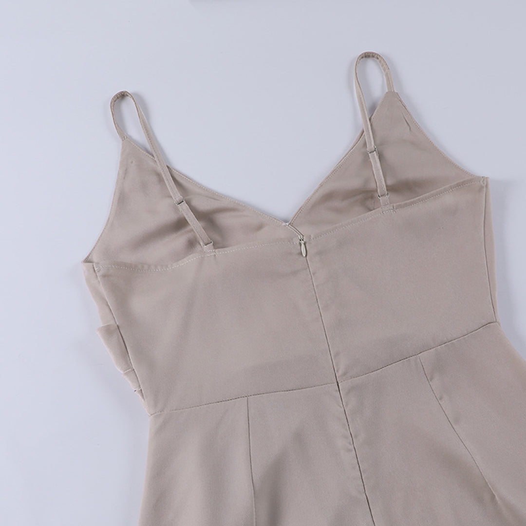 Monika Schwarz Spaghetti-Träger Cowl-Neck Maxikleid für Damen | Figurbetonend Elegant | Seitenschlitz - S-XL