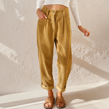 Cora Damen Cordhose | Hohe Taille, Bequemer Schnitt- S-3XL