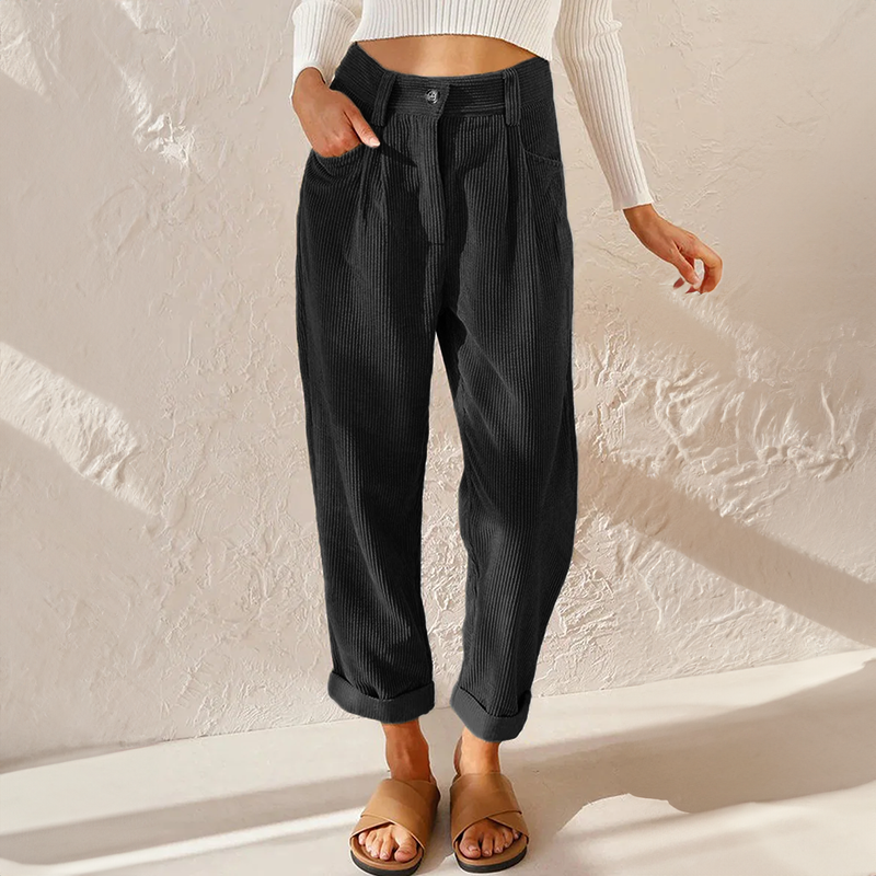 Cora Damen Cordhose | Hohe Taille, Bequemer Schnitt- S-3XL