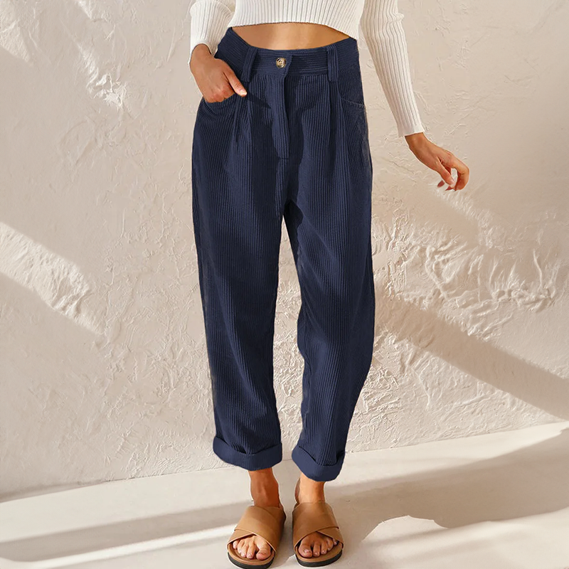 Cora Damen Cordhose | Hohe Taille, Bequemer Schnitt- S-3XL